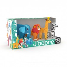 ANIMALES DE LA SELVA X 4 DE MADERA JADORE
