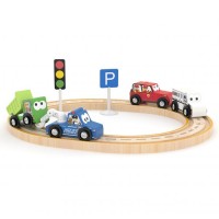 PISTA DE AUTO CON AUTITOS DE MADERA JADORE EN TUBO