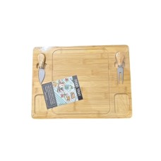 TABLA DE BAMBU PARA COMIDAS CON 2 UTENSILIOS