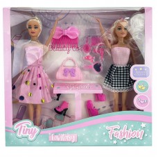 MUÑECA TINY FASHION X 2 CON ZAPATOS Y ACCESORIOS