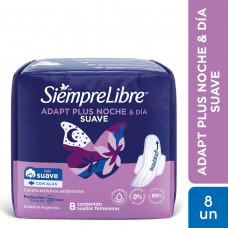 TOALLITAS FEMENINAS SIEMPRE LIBRE X 8 ADAPT PLUS NOCHE Y DIA