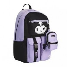 MOCHILA ESPALDA KUROMI BLACK MOOVING 18 PULG. CON MONEDERO