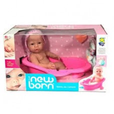 MUÑECA BEBE NEW BORN CON BAÑERA Y PAÑAL