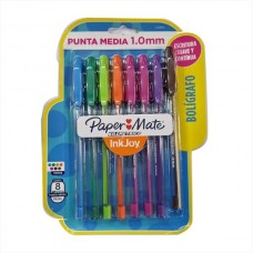 BOLIGRAFO X 8 PAPER MATE INKJOY KILOMETRICO TRAZO GRUESO 1 MM