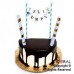 ADORNO DE TORTA - BANNER CON BANDERIN CELESTE STAMPING + ORO + 2 BENGALAS