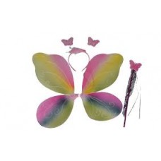 ALAS DE MARIPOSA CON VINCHA Y VARITA MULTICOLOR