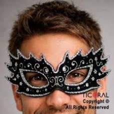 ANTTIFAZ DE CARTON HOLOGRAFICO NEGRO Y PLATA CON PICOS
