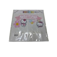 ADORNO DE TORTA - CARTEL FELIZ CUMPLEAÑOS CON PERSONAJES HELLO KITTY