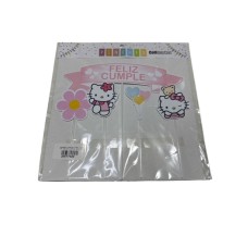 ADORNO DE TORTA - CARTEL FELIZ CUMPLEAÑOS CON PERSONAJES HELLO KITTY ADORNO DE TORTA - CARTEL FELIZ CUMPLEAÑOS CON PERSONAJES HELLO KITTY