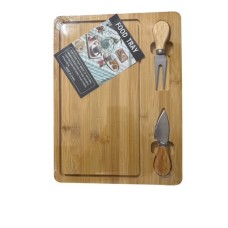 TABLA DE BAMBU PARA COMIDAS CON 2 UTENSILIOS