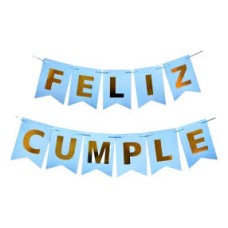 BANDERIN FELIZ CUMPLE GRANDE LETRAS DORADAS FONDO CELESTE BANDERIN FELIZ CUMPLE GRANDE LETRAS DORADAS FONDO CELESTE