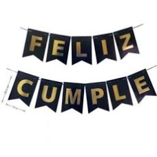 BANDERIN FELIZ CUMPLE GRANDE LETRAS DORADAS FONDO NEGRO BANDERIN FELIZ CUMPLE GRANDE LETRAS DORADAS FONDO NEGRO