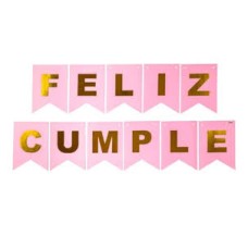 BANDERIN FELIZ CUMPLE GRANDE LETRAS DORADAS FONDO ROSA BANDERIN FELIZ CUMPLE GRANDE LETRAS DORADAS FONDO ROSA