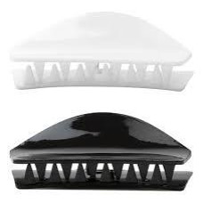 BROCHE PARA EL CABELLO GRANDE PRENSA OVAL BLANCO/NEGRO