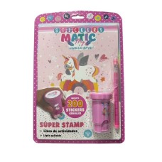 SET VERTICE STICKERS MATIC MY UNICORN CON LIBRO DE ACTIVIDADES Y LAPIZ APILABLE
