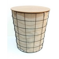 CESTO PARA ROPA METAL Y LIENZO CON TAPA DE BAMBU CESTO PARA ROPA METAL Y LIENZO CON TAPA DE BAMBU