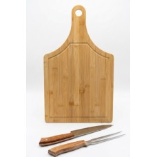 JUEGO DE ASADOR DE BAMBU - TABLA CON CUBIERTOS JUEGO DE ASADOR DE BAMBU - TABLA CON CUBIERTOS