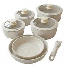 CACEROLAS DE ALUMINIO BLANCO X 6 EN SET