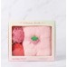SET DE BAÑO SPA FRUTILLA (TOALLA - ESPONJA - POMPON)