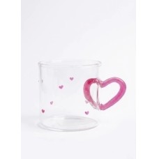 TAZA DE VIDRIO CORAZON ROSE TAZA DE VIDRIO CORAZON ROSE