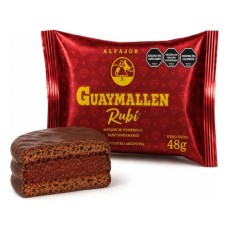 ALFAJOR GUAYMALLEN RUBI X 50 G BAÑO SEMIAMARGO - RELLENO DE MEMBRILLO