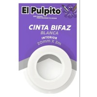 CINTA ADHESIVA BIFAZ EL PULPITO BLANCA 20 MM X 2 M PARA INTERIORES CINTA ADHESIVA BIFAZ EL PULPITO BLANCA 20 MM X 2 M PARA INTERIORES