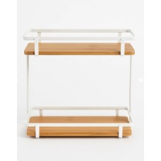 ESTANTE DE METAL BLANCO Y BAMBU DOBLE ESTANTE DE METAL BLANCO Y BAMBU DOBLE