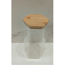 FRASCO DE VIDRIO CON TAPA HERMETICA BAMBU HEXAGONAL 1400 ML FRASCO DE VIDRIO CON TAPA HERMETICA BAMBU HEXAGONAL 1400 ML