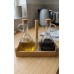 CONDIMENTERO X 4 ACEITERA-VINAGRERA -SALERO-PIMENTERO VIDRIO CON BASE BAMBU