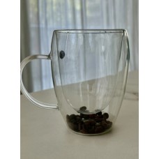 TAZA DE VIDRIO DOBLE CON CAFE 350 ML TAZA DE VIDRIO DOBLE CON CAFE 350 ML