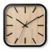 RELOJ DE PARED 28 CM CUADRADO BORDE NEGRO FONDO BAMBU