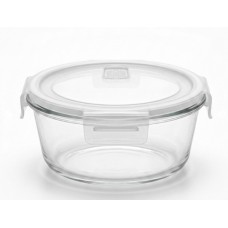 FUENTE DE VIDRIO CON TAPA HERMETICA APTA MICROONDAS Y FREEZER REDONDA 1 L