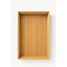 BANDEJA DE BAMBU RECTANGULAR CON BORDE ALTO TIPO ENREJADO