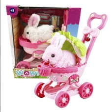 CONEJO DE PELUCHE INTERACTIVO CON COCHECITO DE PASEO CON MOVIMIENTO Y SONIDOS CONEJO DE PELUCHE INTERACTIVO CON COCHECITO DE PASEO CON MOVIMIENTO Y SONIDOS
