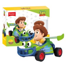 MUÑECO TOY STORY WOODY CON AUTO DE CARRERA PARA ARMAR