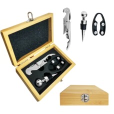 SET PARA VINOS X 3 PIEZAS EN CAJA DE MADERA SET PARA VINOS X 3 PIEZAS EN CAJA DE MADERA