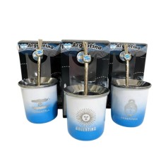 MATE DE ACERO INOXIDABLE ARGENTINA CON BOMBILLA CON DIJE