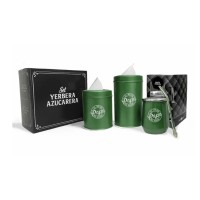 SET MATERO X 4 (MATE DE ACERO + LATAS VERTEDORAS + BOMBILLAS) EN CAJAS