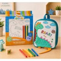 KIT DE COLOREO COLOREA TU MOCHILA FUN WORLD 203679 ROAR! DINOSAURIOS KIT DE COLOREO COLOREA TU MOCHILA FUN WORLD 203679 ROAR! DINOSAURIOS