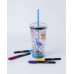 KIT DE COLOREO DIY VASO TUMBLER FUN WORLD ROAR DINOSAURIOS