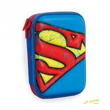 CARTUCHERA 2 PISOS SUPERMAN GOMA EVA CON RELIEVE LETRA Q