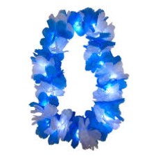 COTILLON LUMINOSO - COLLAR HAWAIANO CON ARGENTINA CELESTE Y BLANCO LUMINOSO