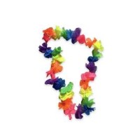 COLLAR DE COTILLON HAWAIANO FLORES TELA MULTICOLOR FLUO COLLAR DE COTILLON HAWAIANO FLORES TELA MULTICOLOR FLUO