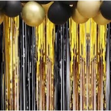 CORTINA DE COTILLON BICOLOR DORADO Y NEGRO 2 X 1 M