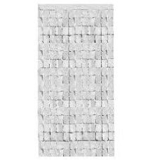 CORTINA DE COTILLON CUADRADOS BRICKS WALL PLATEADO 2 M X 1 M