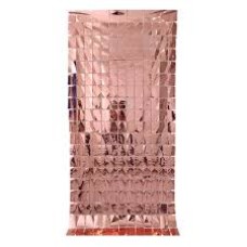 CORTINA DE COTILLON CUADRADOS BRICKS WALL ROSA GOLD 2 M X 1 M