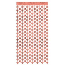 CORTINA DE COTILLON CORAZONES ROSAS 2 M X 1 M