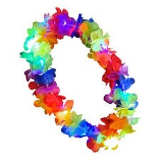 COTILLON LUMINOSO - COLLAR HAWAIANO CON FLORES MULTICOLOR LUMINOSO