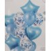 SET DE GLOBOS METALIZADOS Y LATEX CON CONFETTI X 10 CELESTE