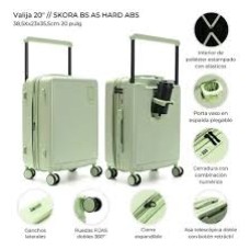 VALIJA 4 RUEDAS Nº 1 CHICA 20 PULGADAS CARRY ON SKORA VERDE MENTA 41514